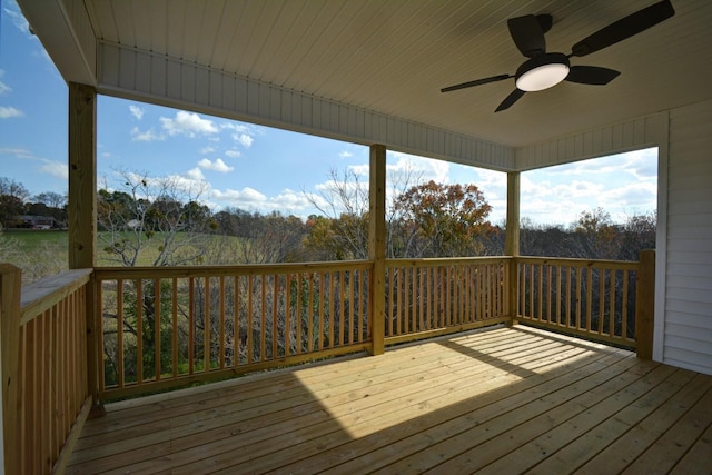 deck featuring ceiling fan