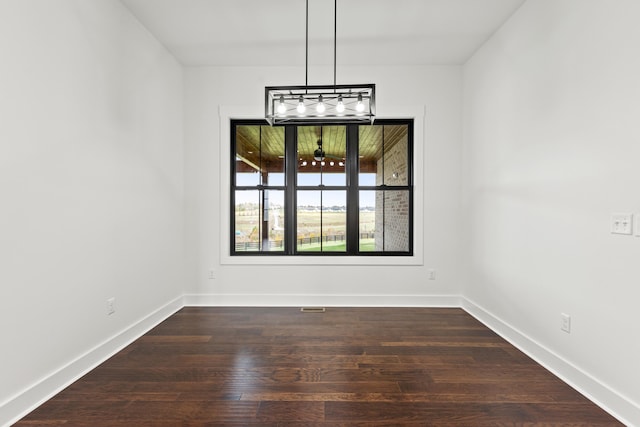 unfurnished dining area featuring dark hardwood / wood-style floors