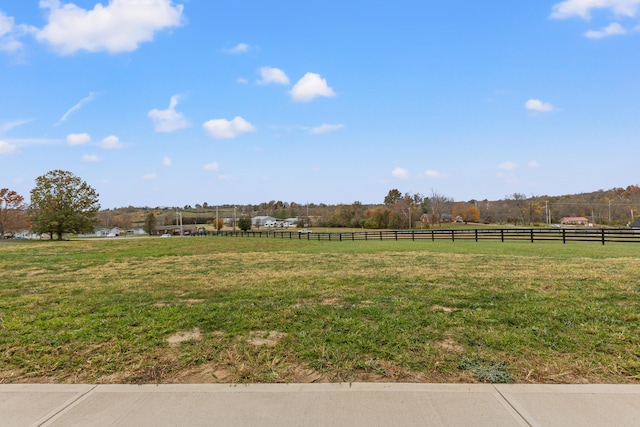 view of yard featuring a rural view