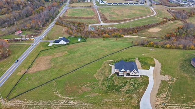 drone / aerial view with a rural view