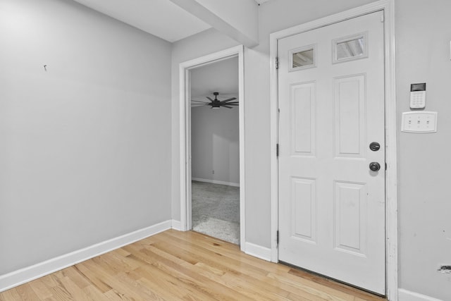 223 Sycamore Rd, Stanton, KY 40380 - foyer entrance featuring a ceiling fan, baseboards, and light wood-style flooring
