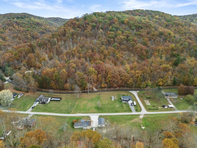 223 Sycamore Rd, Stanton, KY 40380 - birds eye view of property with a wooded view and a mountain view