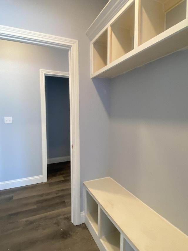 mudroom featuring dark hardwood / wood-style flooring