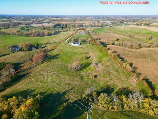 bird's eye view featuring a rural view