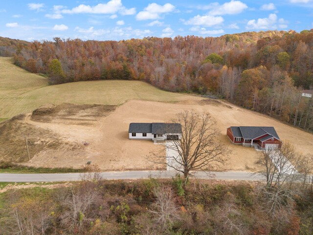 aerial view with a rural view and a forest view