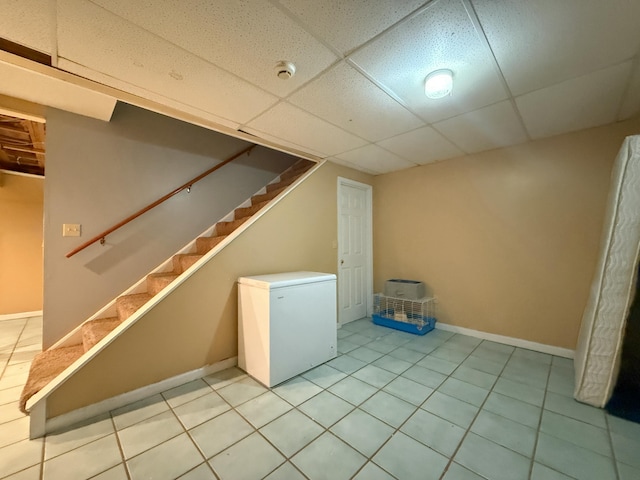 interior space featuring light tile patterned flooring