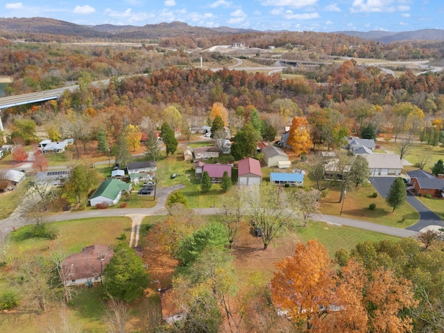 aerial view with a mountain view