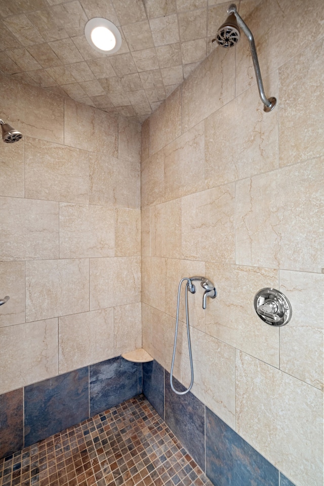 bathroom featuring tiled shower