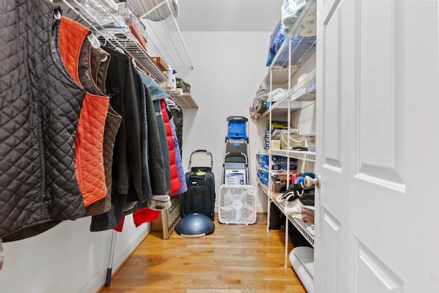 walk in closet featuring light hardwood / wood-style floors