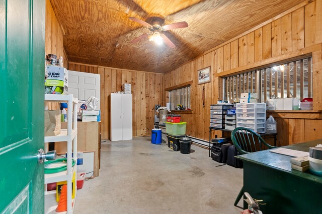 interior space featuring ceiling fan