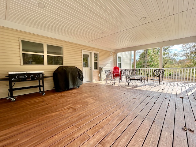 deck featuring grilling area