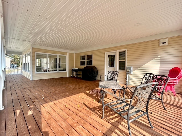 deck featuring area for grilling