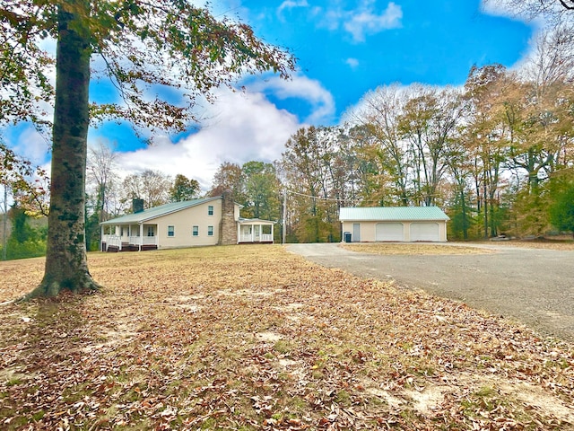 exterior space with a garage