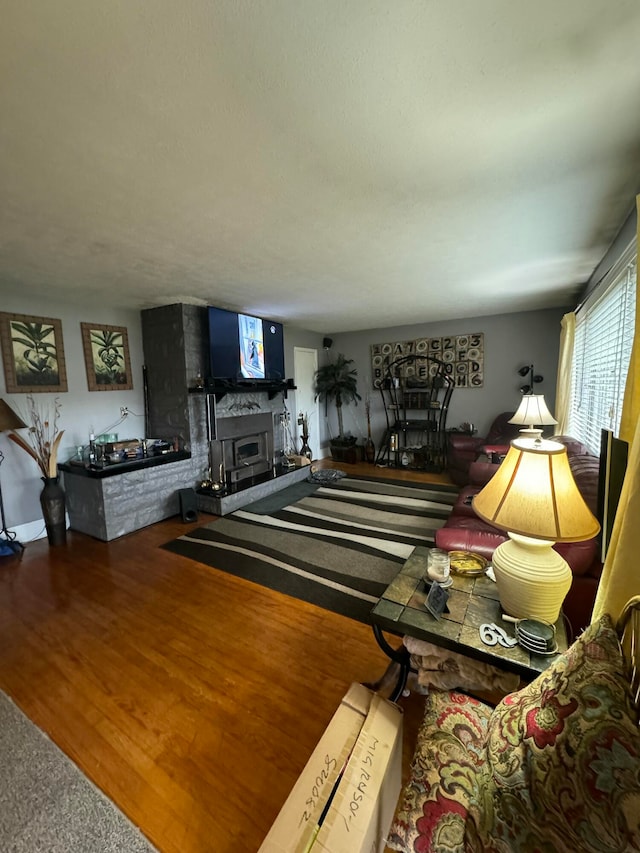 living room with hardwood / wood-style floors