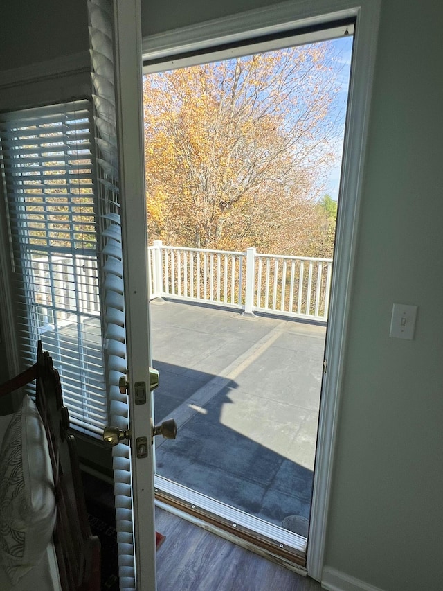 doorway featuring hardwood / wood-style flooring