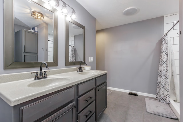 bathroom featuring vanity and a shower with curtain