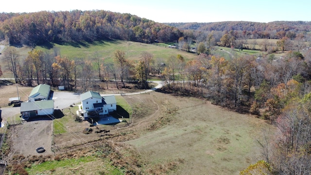 drone / aerial view with a rural view