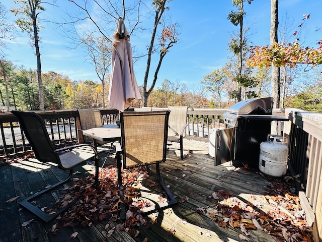 deck featuring grilling area