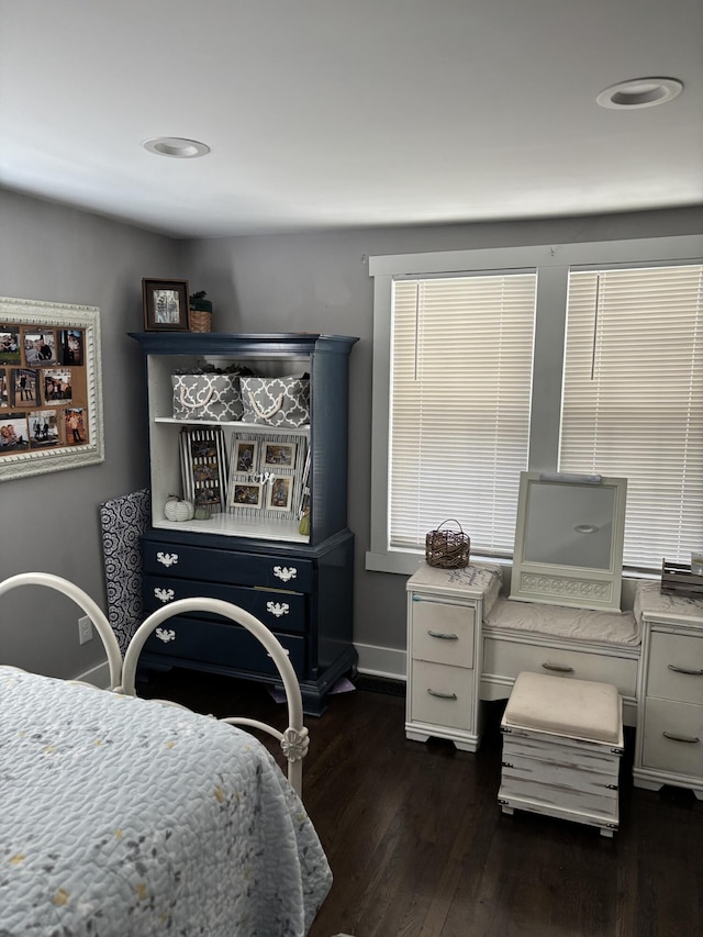 bedroom featuring dark hardwood / wood-style floors