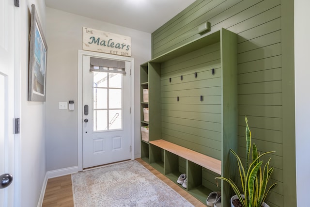 mudroom featuring light wood-type flooring