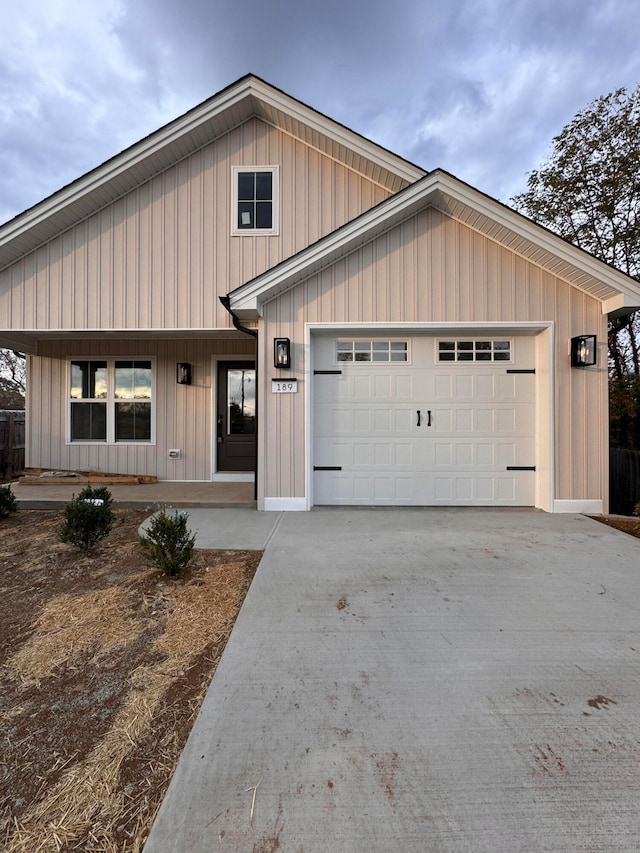 view of front of home with a garage