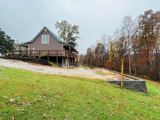 view of yard featuring a deck