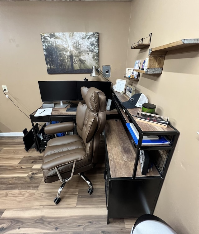 home office featuring wood-type flooring