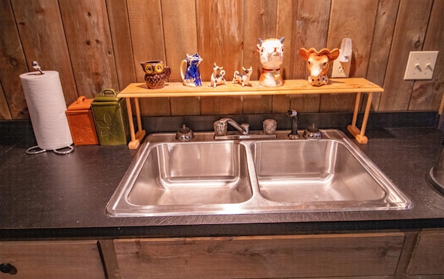 room details with wood walls and sink