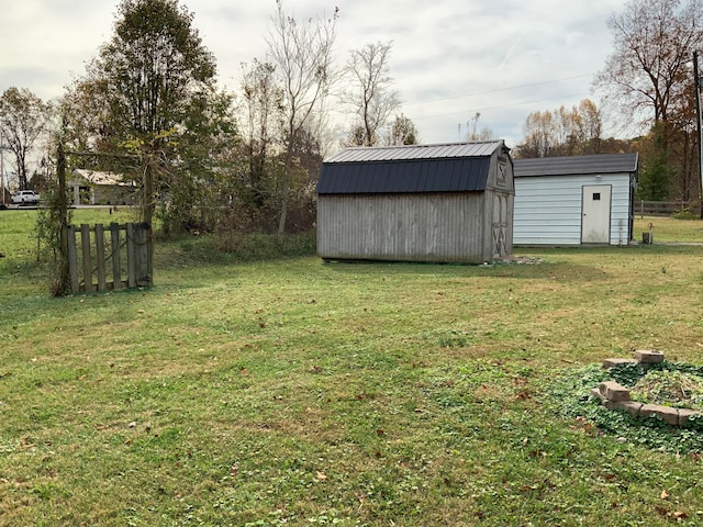 view of yard with a storage unit