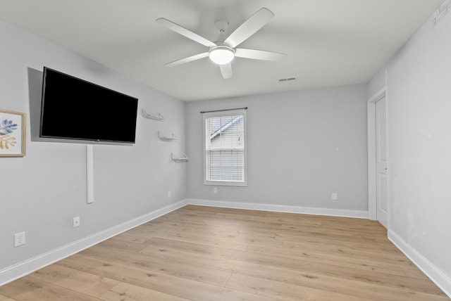 interior space featuring light hardwood / wood-style floors and ceiling fan