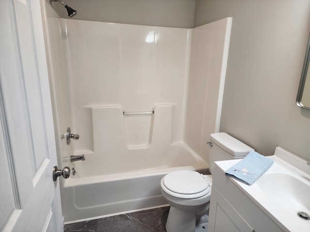 full bathroom with tile patterned floors, vanity, toilet, and shower / bathtub combination