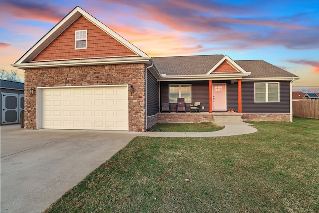 craftsman house with a yard