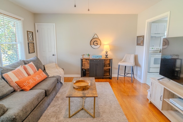 living room featuring light hardwood / wood-style flooring