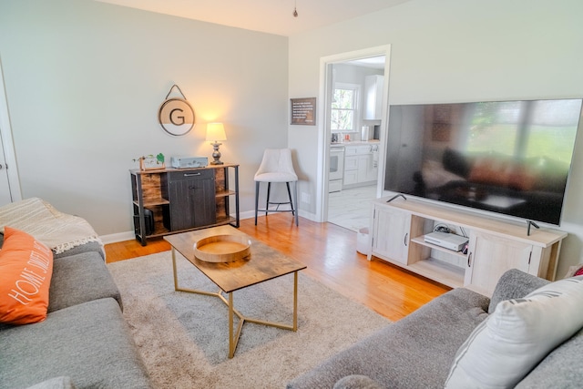 living room with light wood-type flooring