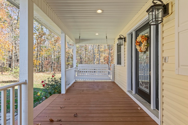 deck with covered porch