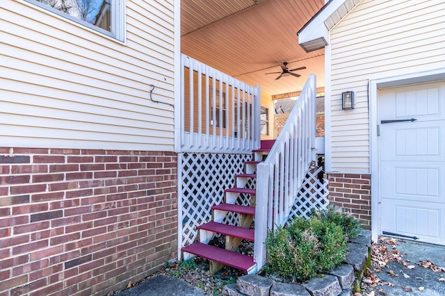 exterior space with ceiling fan