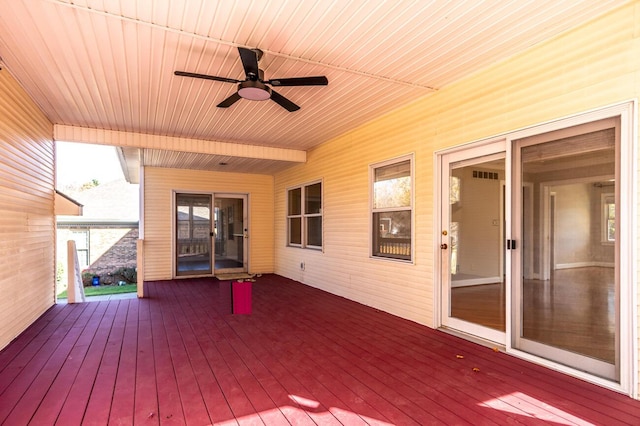 deck featuring ceiling fan