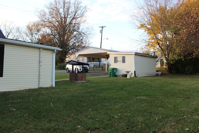 view of yard with a carport