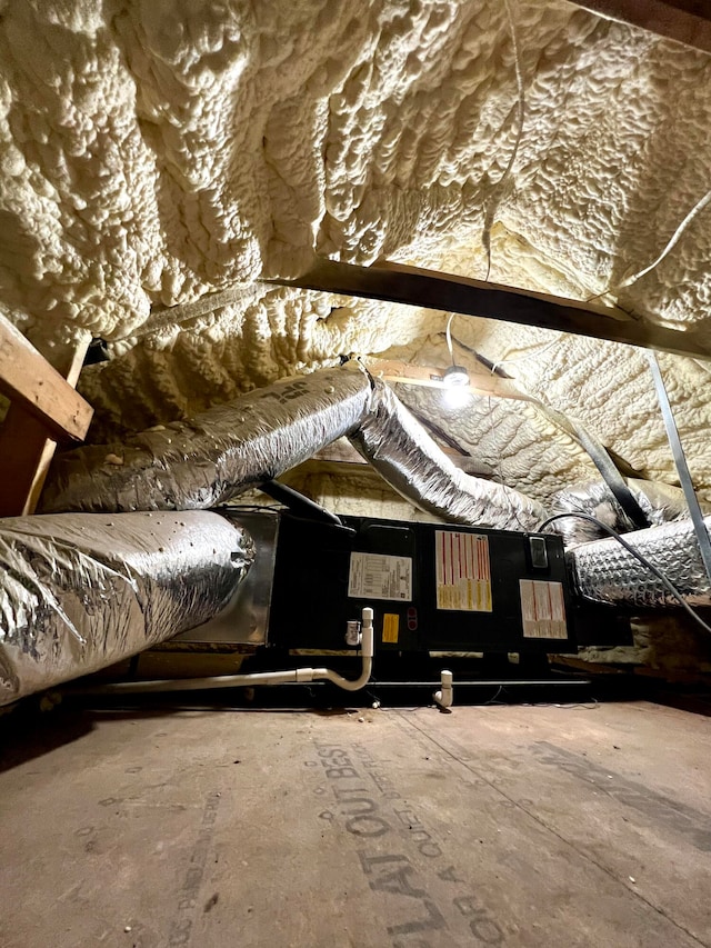 view of unfinished attic