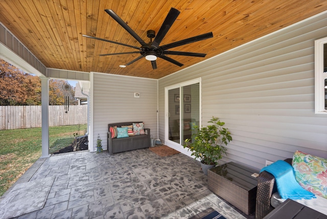 view of patio / terrace featuring ceiling fan