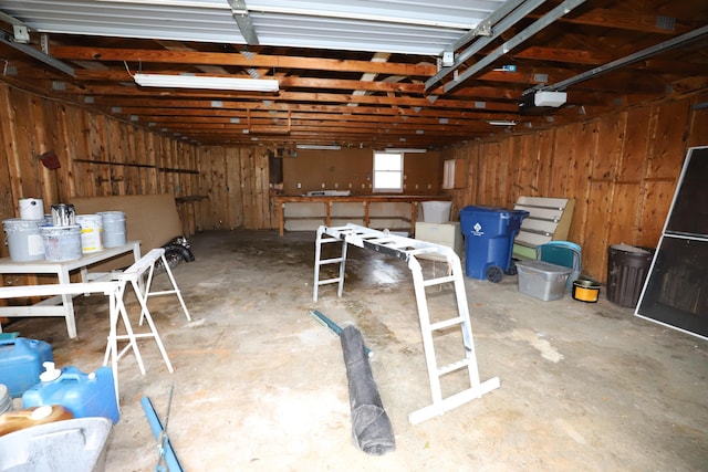 garage with a garage door opener