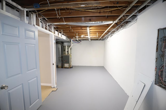 basement with heating unit