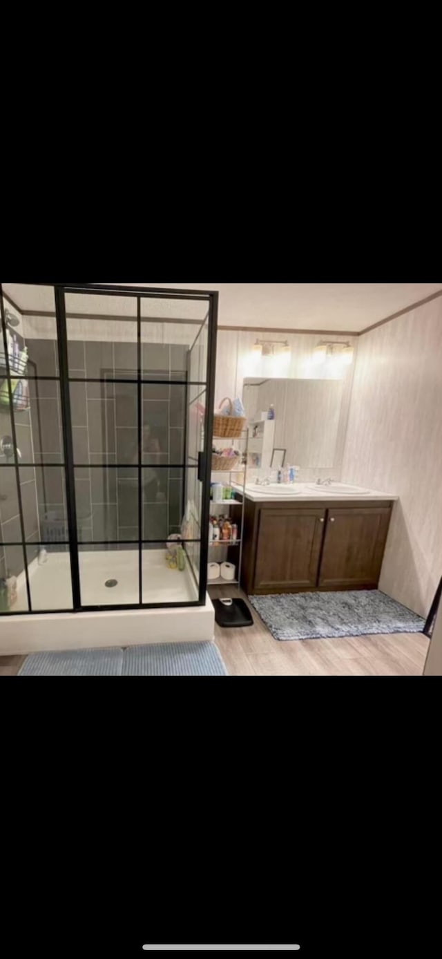 bathroom featuring hardwood / wood-style flooring