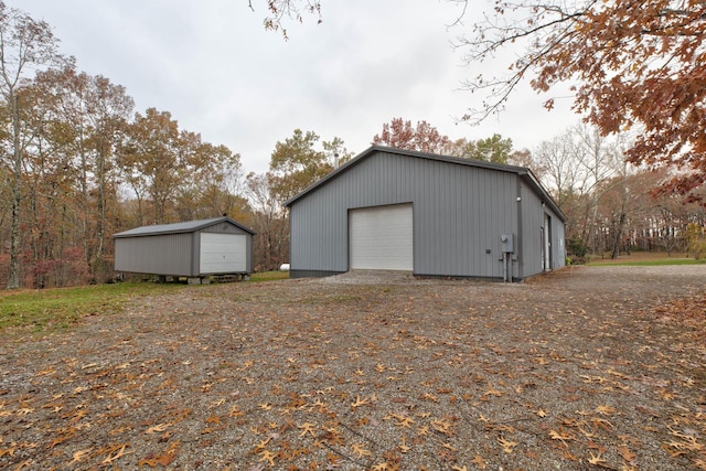 view of outbuilding featuring a garage