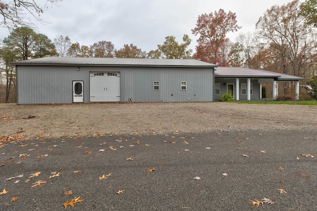 exterior space with a garage