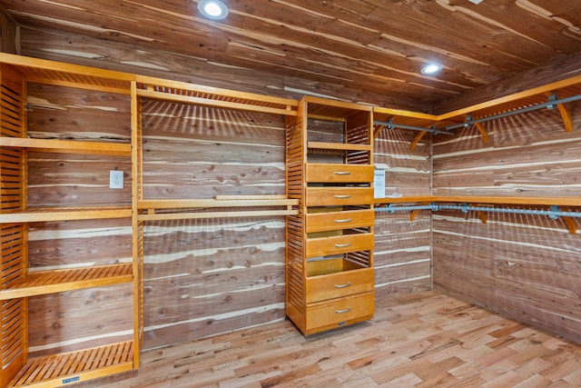 spacious closet featuring hardwood / wood-style flooring