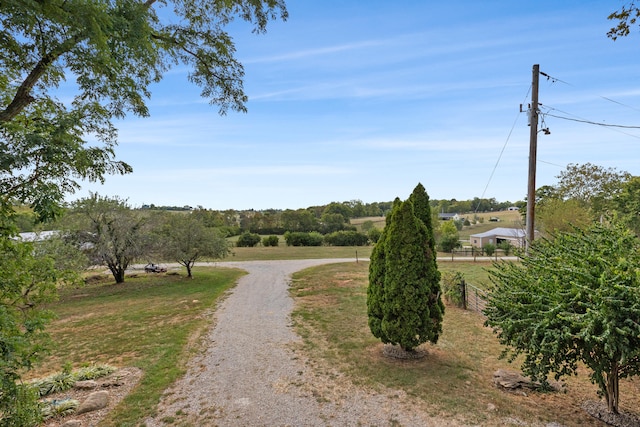 view of street featuring a rural view