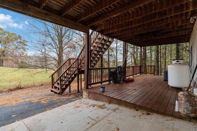 wooden deck with cooling unit