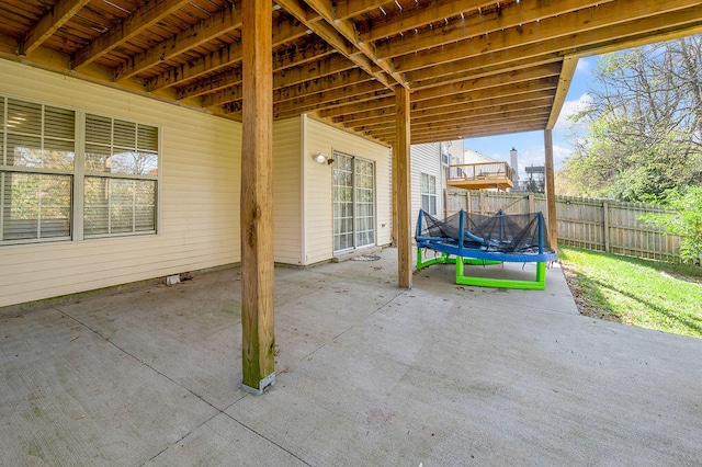 view of patio featuring a trampoline