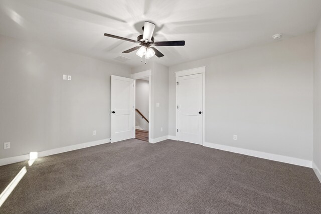 unfurnished room featuring ceiling fan, visible vents, and recessed lighting